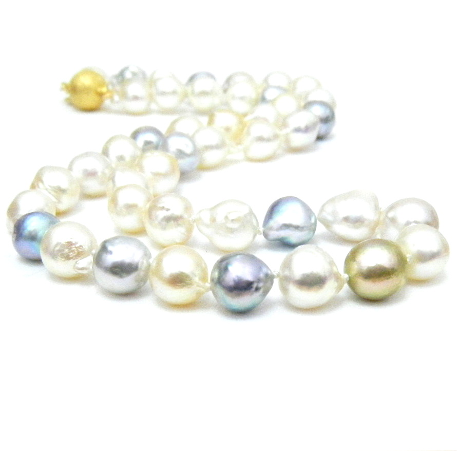 Multicoloured Baroque Drop Vietnamese Akoya Pearl Necklace